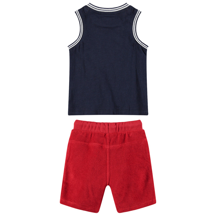 Ensemble avec débardeur print soleil et bermuda en éponge 