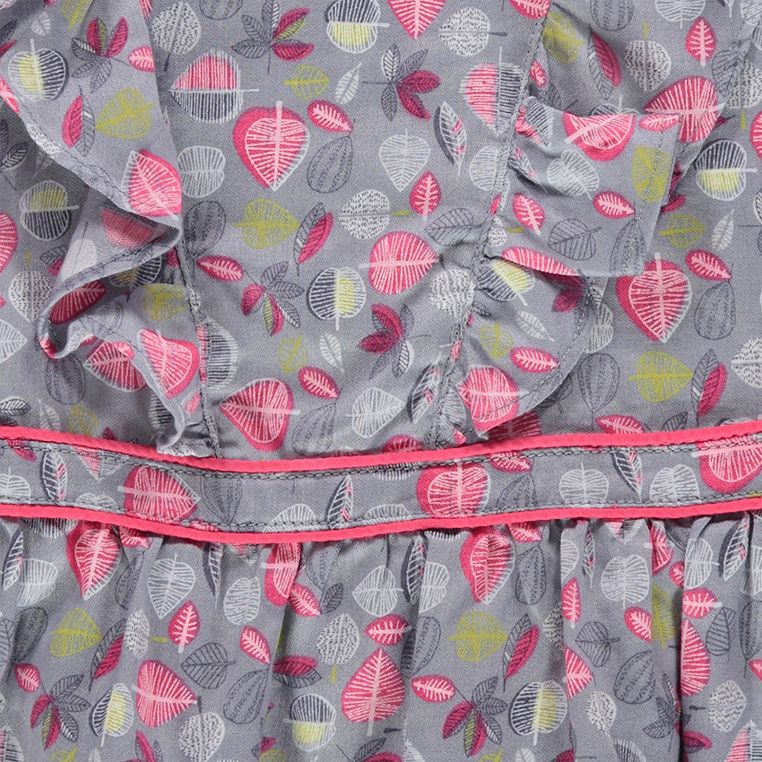 Robe manches courtes avec volants et feuilles all-over 