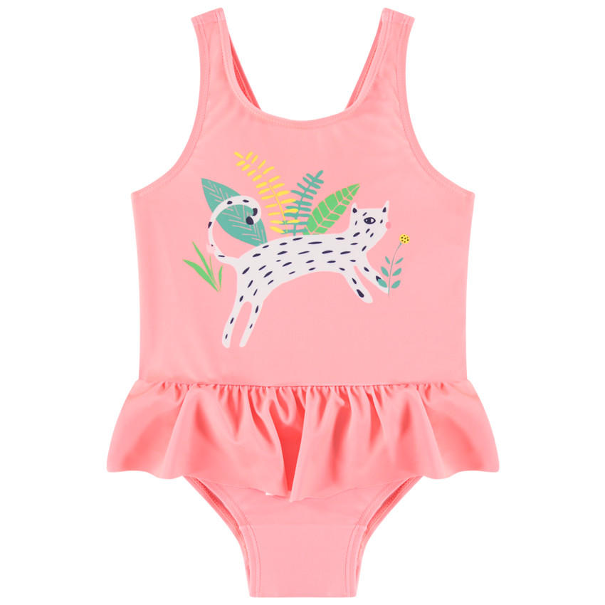 Maillot de bain 1 pièce print animal et volant 