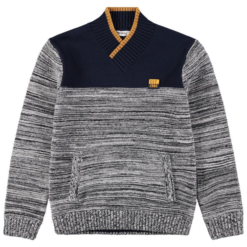 Junior - Pull en tricot fantaisie avec badge en gomme 