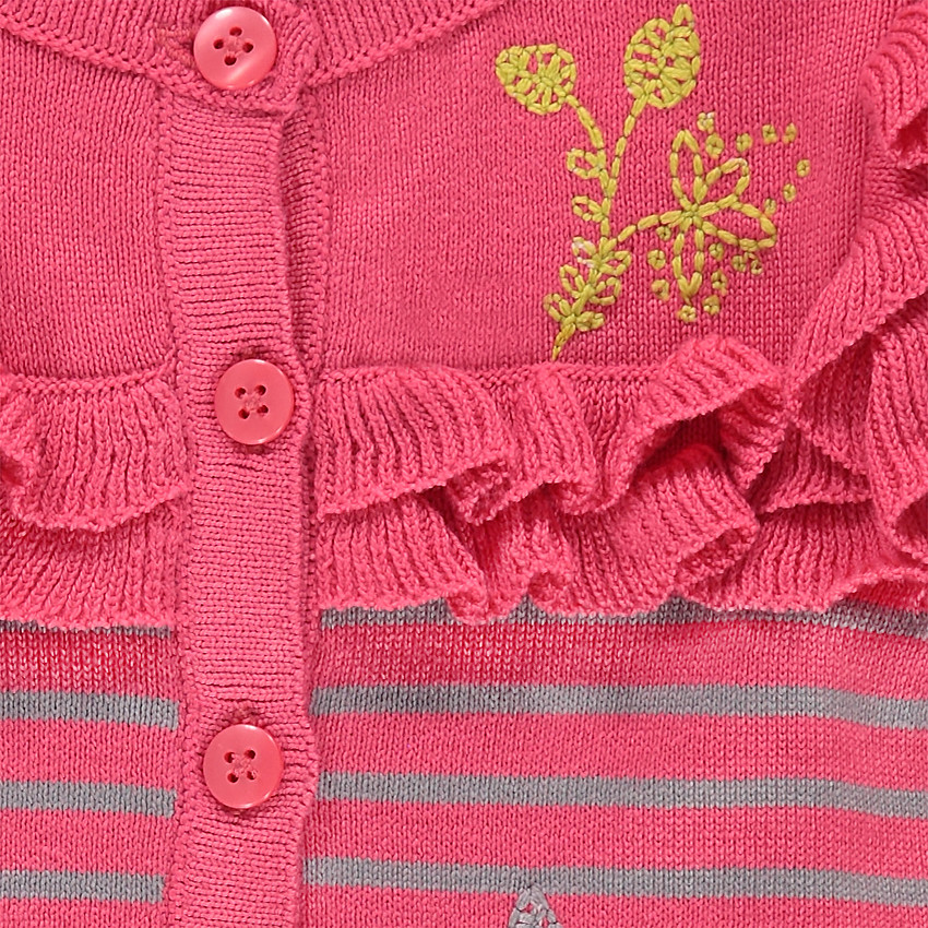 Gilet en tricot avec rayures contrastées et volants 