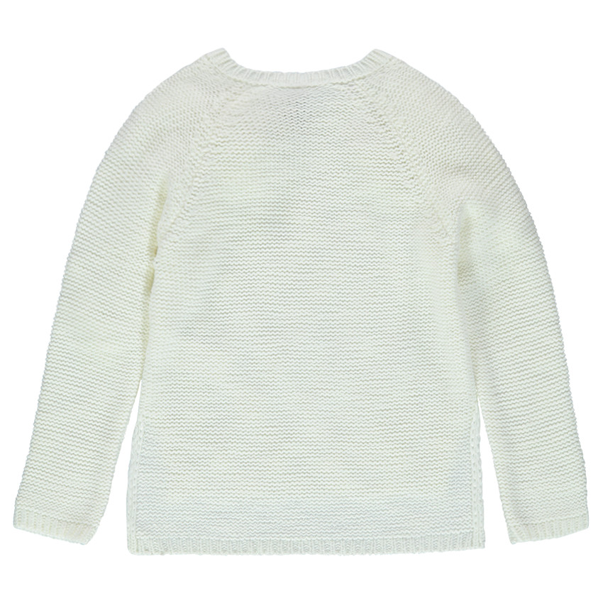 Junior - Pull en tricot avec jeu de mailles et coupe asymétrique 