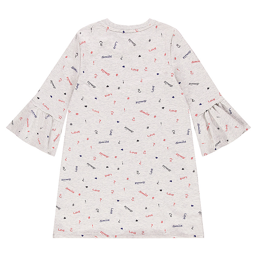 Robe en molleton avec manches volantées et mot printé 
