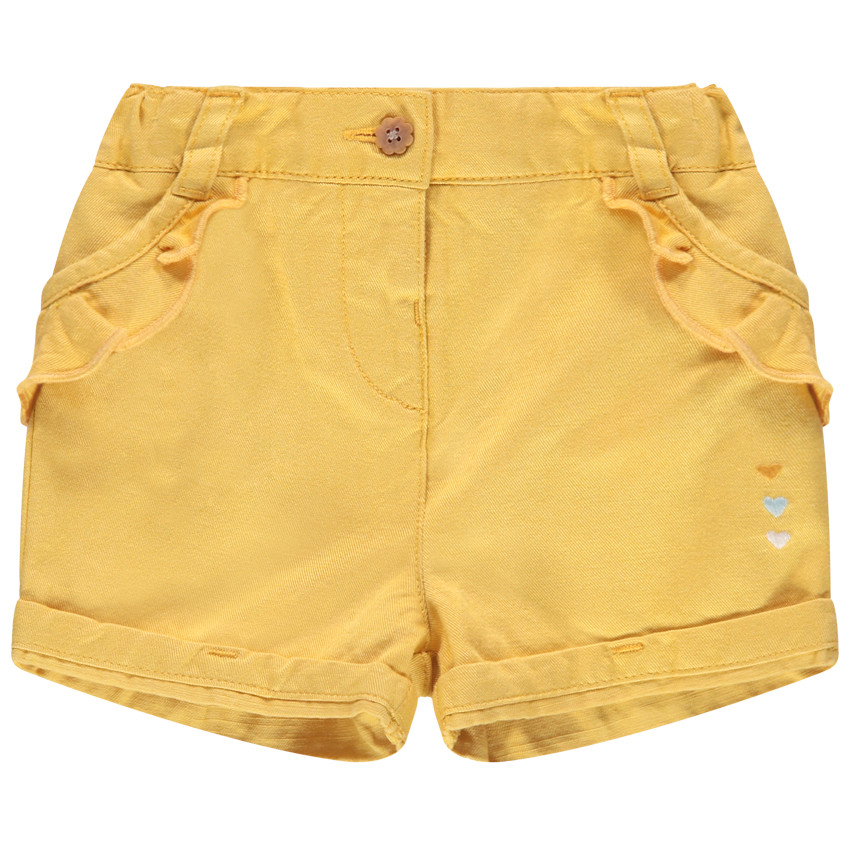 Short en toile à coeurs brodés 