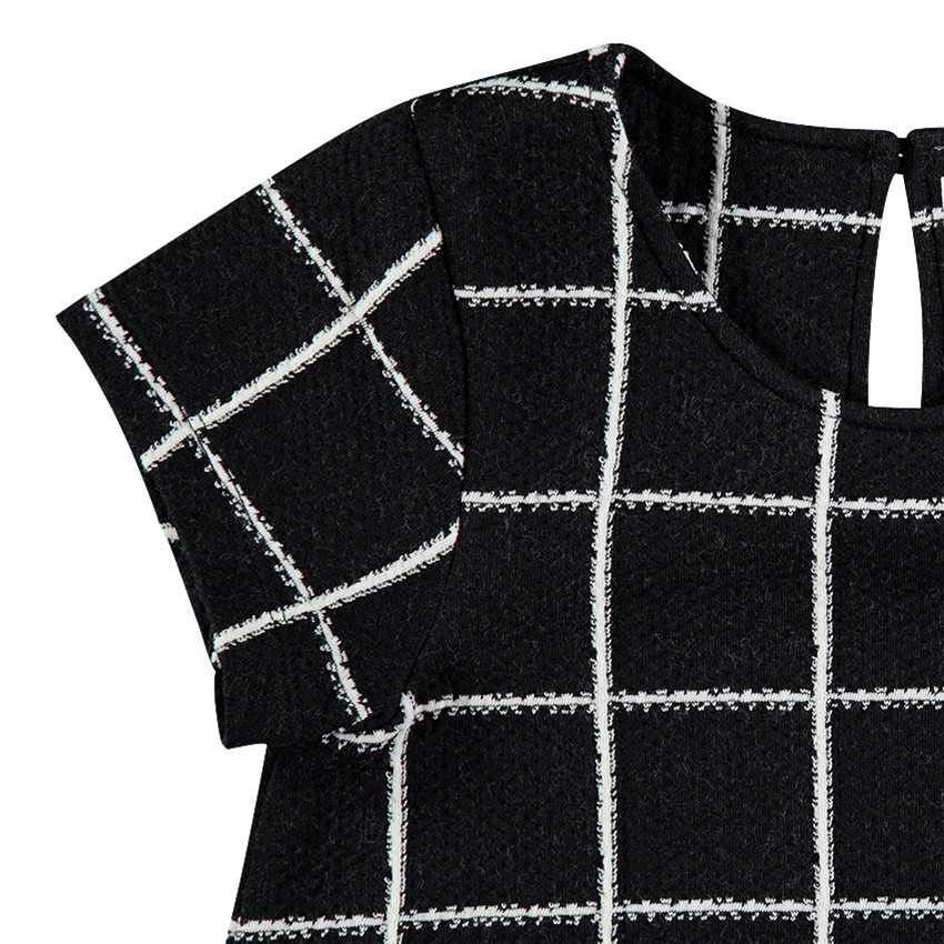Junior - Robe manches courtes à carreaux contrastés 