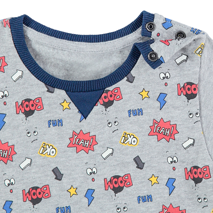 Jogging en molleton avec imprimé esprit BD placé 