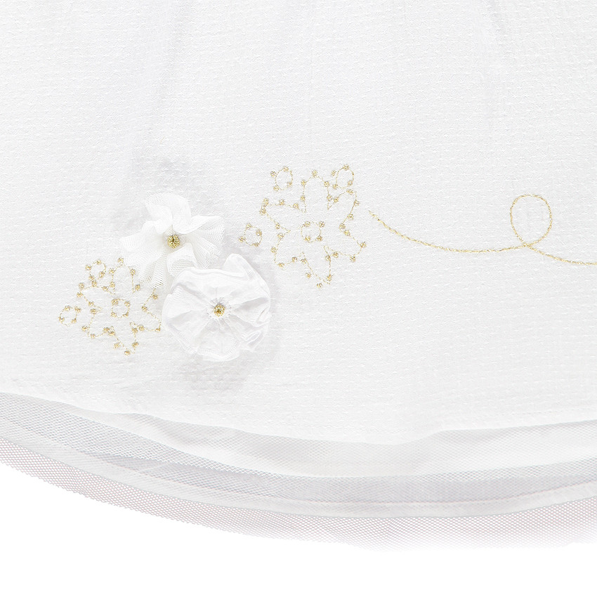 Jupe de cérémonie avec fleurs cousues et broderies 