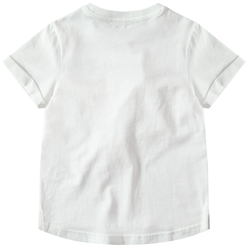 T-shirt manches courtes à bandes contrastées et badges esprit tropical 