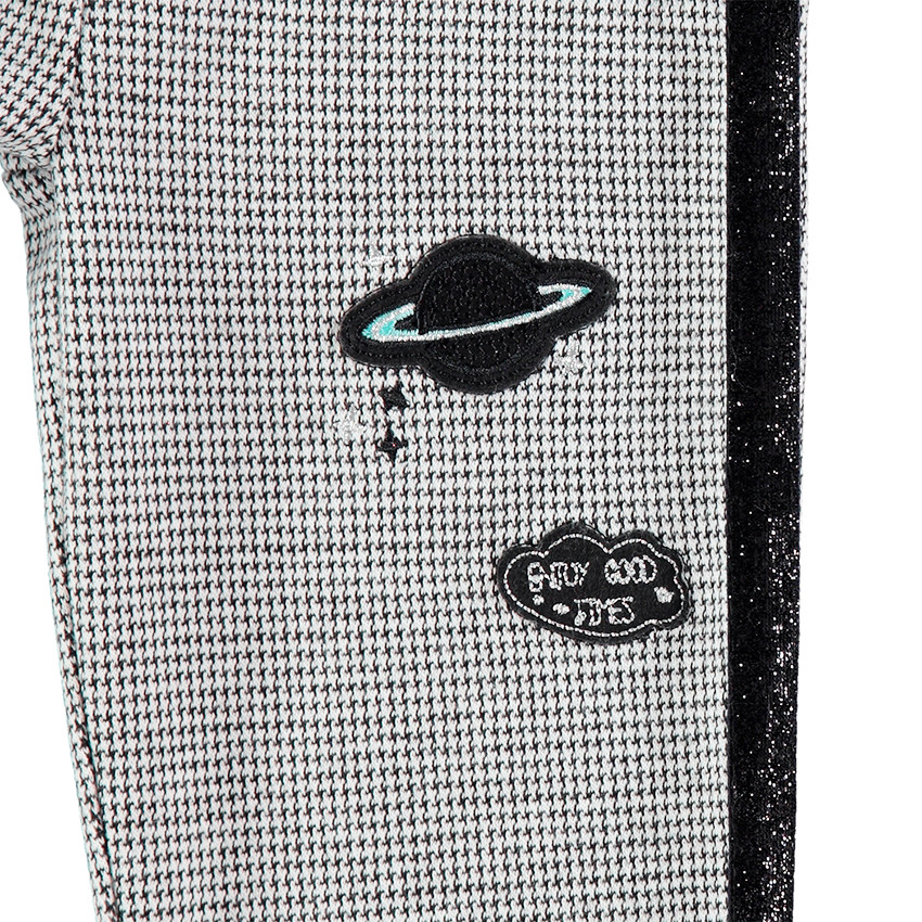 Junior - Jegging en molleton pied de poule avec badges et bandes brillantes 