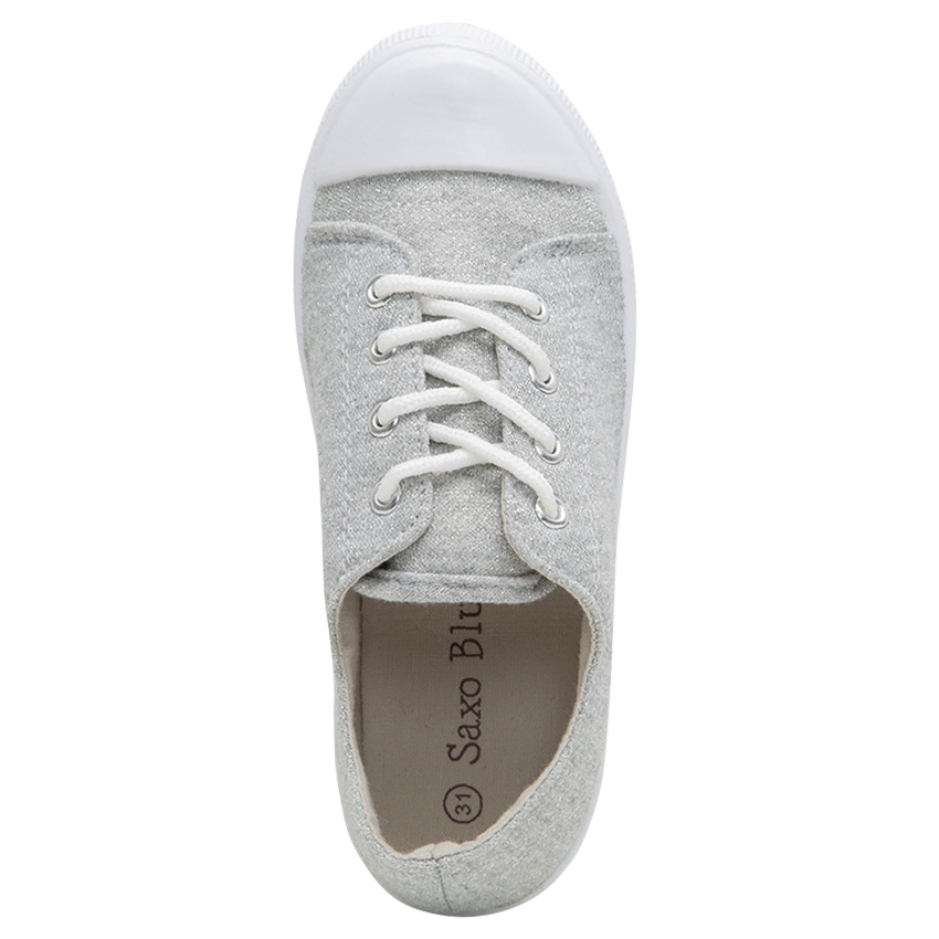 Baskets basses brillantes en toile à lacets élastiqués du 28 au 38 