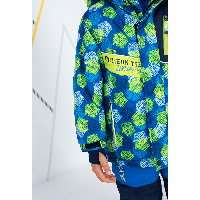 Blouson de ski bicolore avec poches zippées et bandes printées 