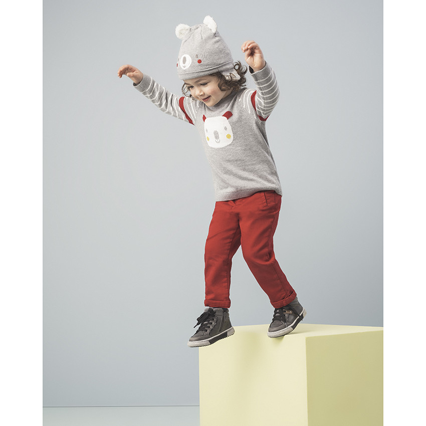 Bonnet en tricot Koala doublé sherpa à oreilles en relief 