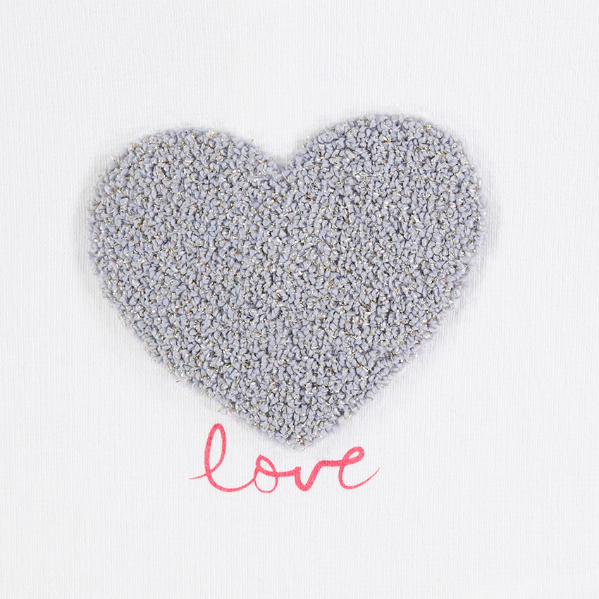 Tee-shirt manches longues en jersey avec coeur en bouclette 