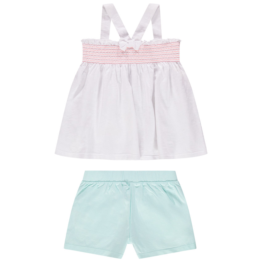 Ensemble avec tunique à fleurs et short uni 