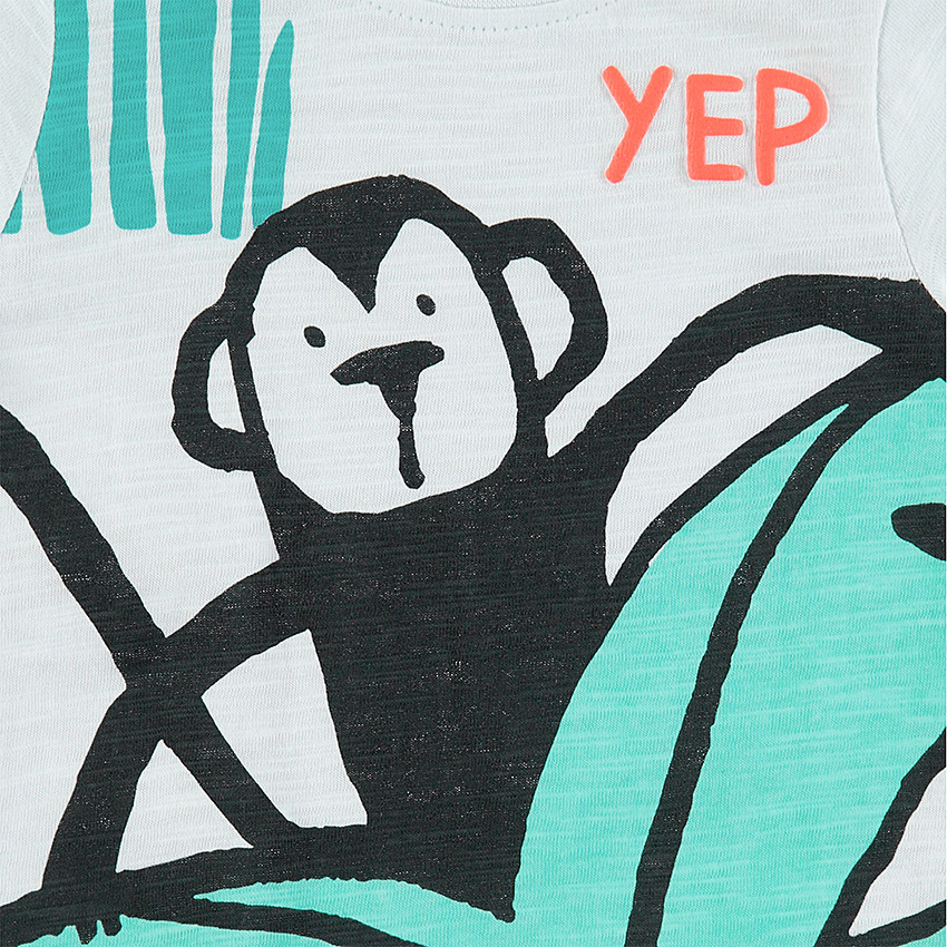 Tee-shirt manches courtes en jersey avec imprimé esprit tropical 