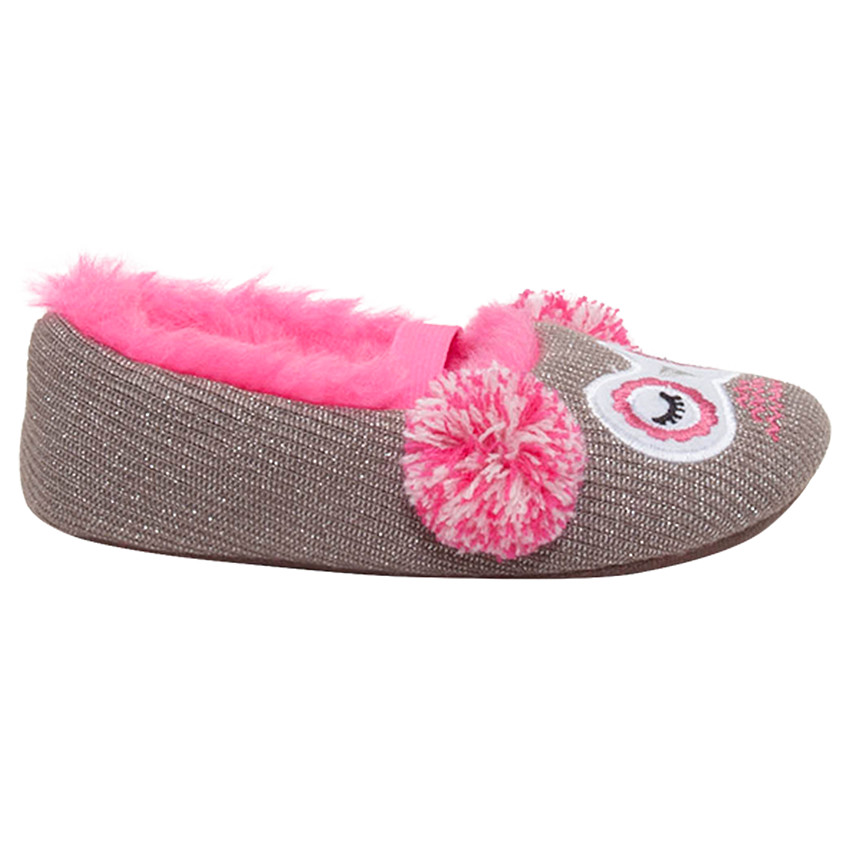 Chaussons bas en tricot brillant avec doublure en fausse fourrure rose 