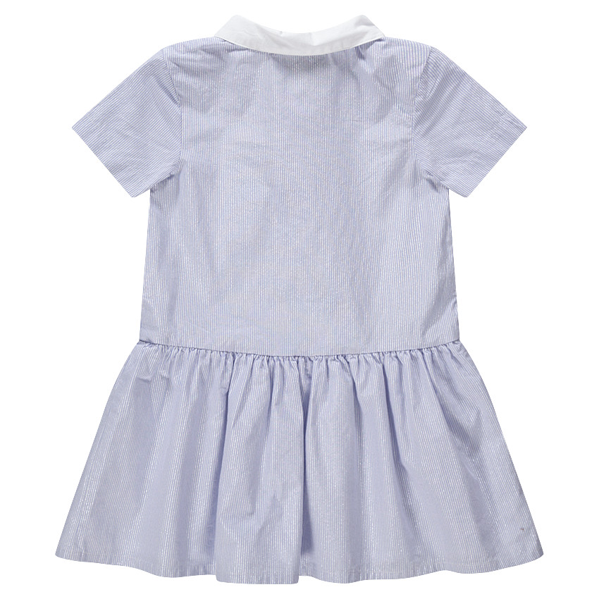 Robe manches courtes à fines rayures irisées et broderies Smiley 