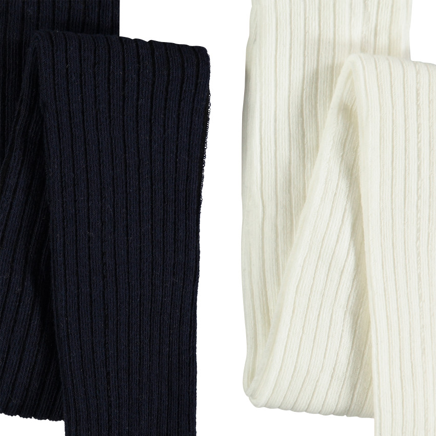 Lot de 2 collants épais à côtes 