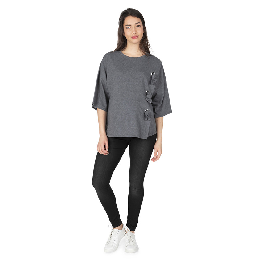Tee-shirt de grossesse asymétrique avec noeuds 