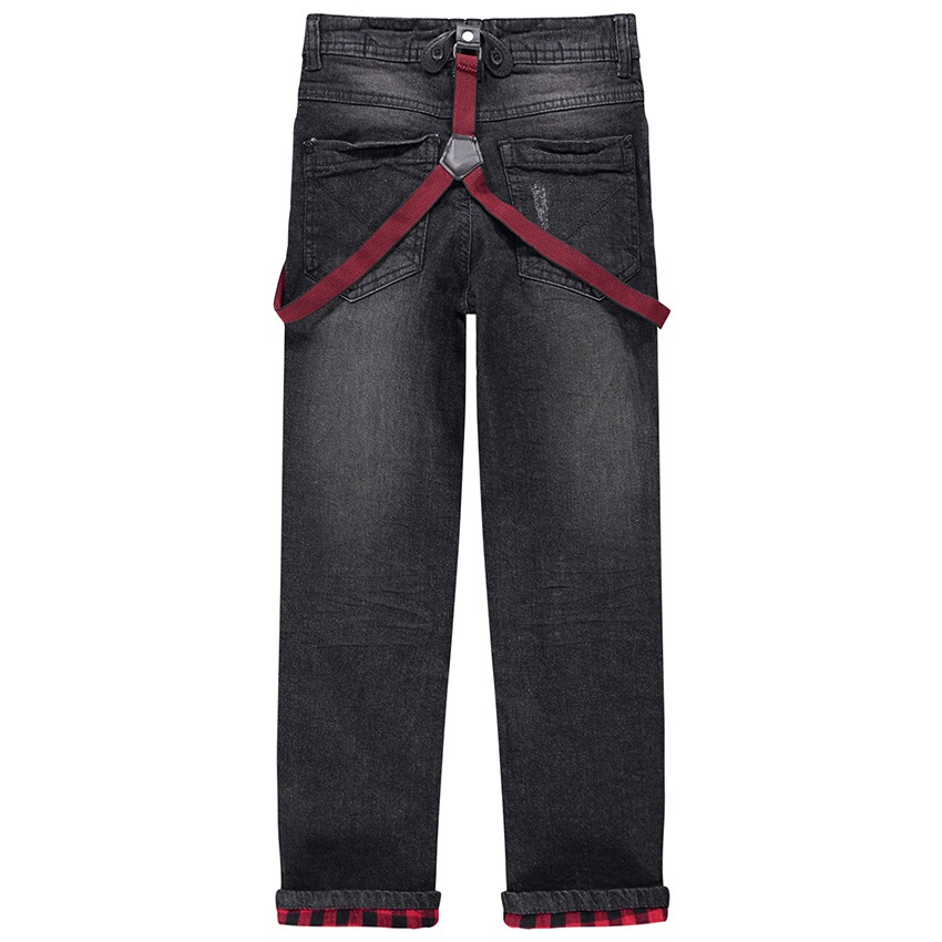 Jeans à bretelles effet crinkle 