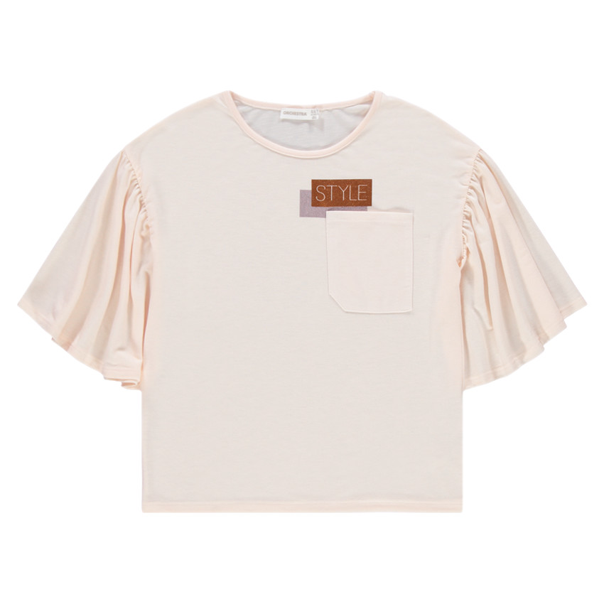 Junior - Tee-shirt à manches courtes volantées et poche 