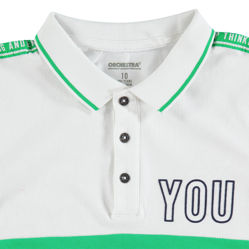 Junior - Polo manches courtes en jersey avec inscriptions printées 