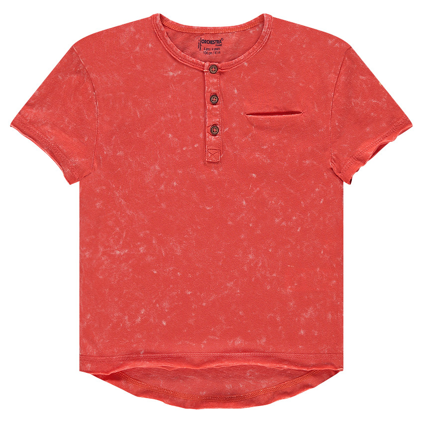 Tee-shirt manches courtes surteint col tunisien 