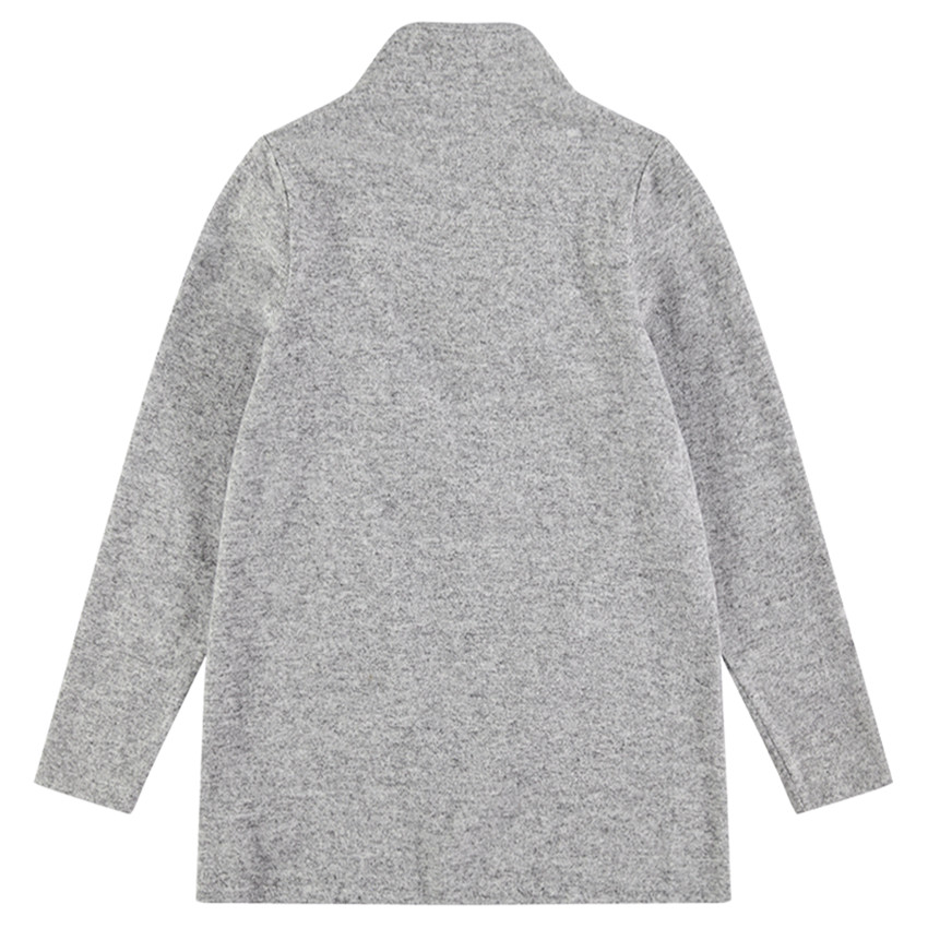 Gilet en tricot gris chiné avec pans fantaisie 