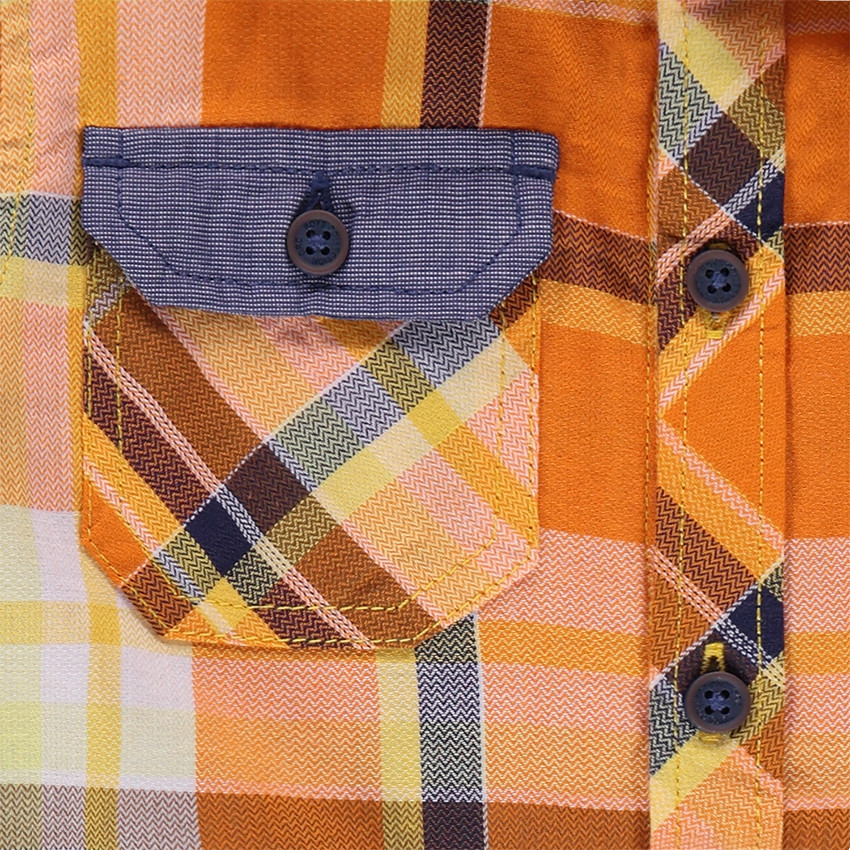 Chemise manches longues à carreaux contrastés 