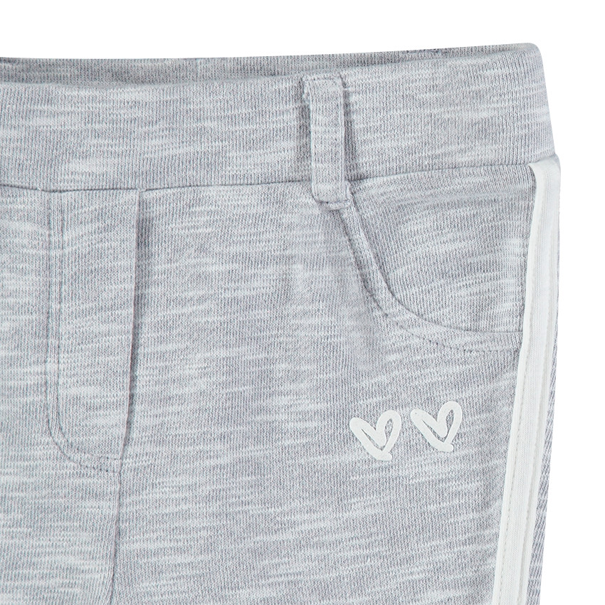 Pantalon en double jersey gris twisté avec bandes contrastées  