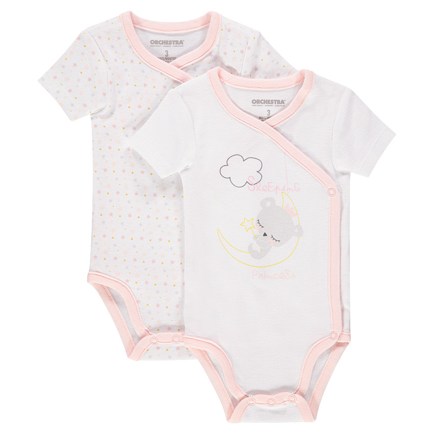 Lot de 2 bodies en coton manches courtes avec koala et étoiles printés 