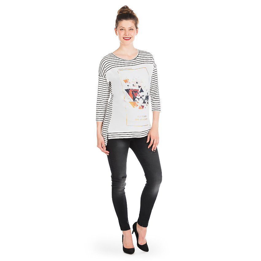 Tunique de grossesse rayée avec print géométrique 