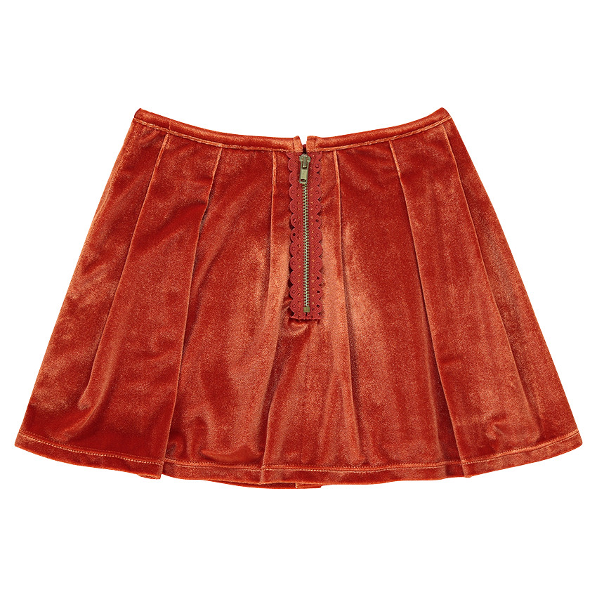 Jupe plissée en panne de velours  