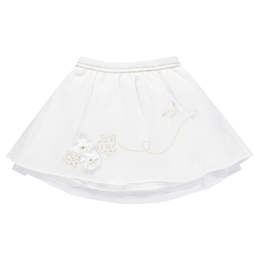 Jupe de cérémonie avec fleurs cousues et broderies 