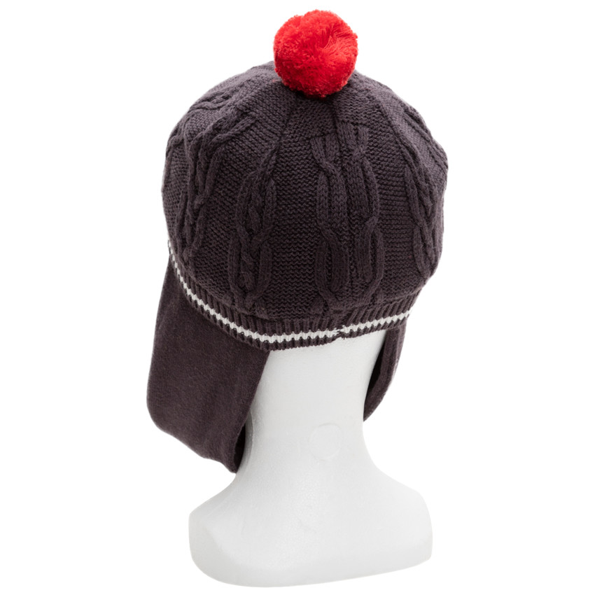 Bonnet écharpe en tricot à pompon et coeur en jacquard 