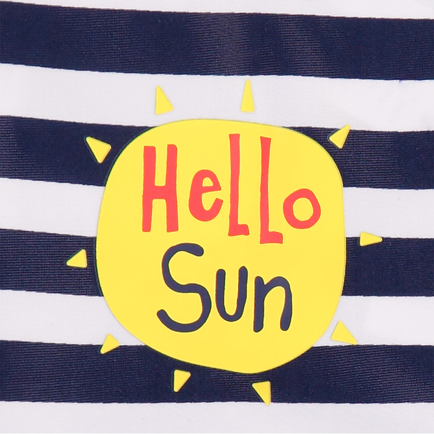 Boxer de bain à rayures et soleil printé 