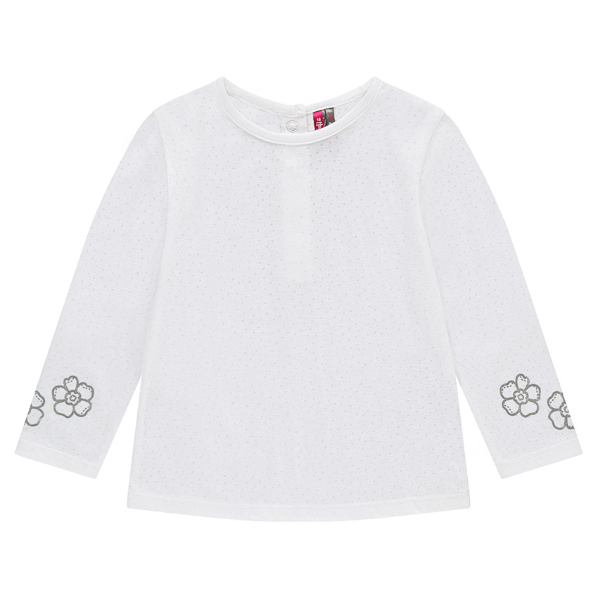 Tee-shirt manches longues en jersey effet dévoré avec fleurs printées 