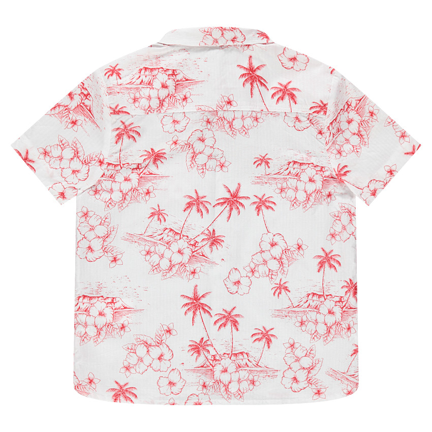 Chemise manches courtes avec imprimé tropical rouge all-over 