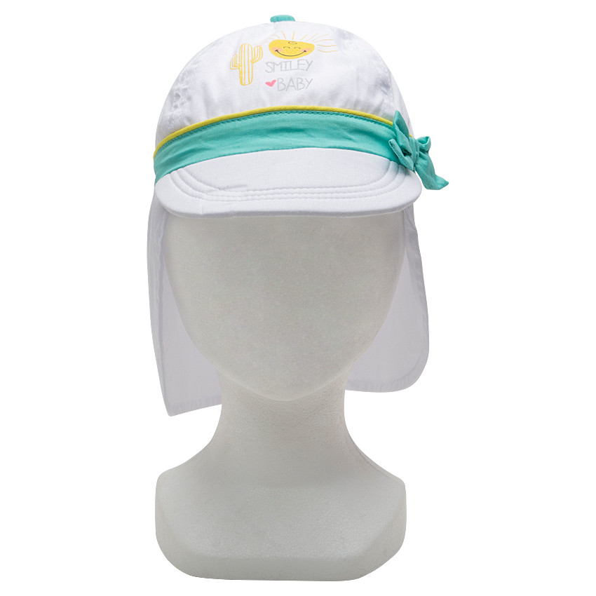 Casquette en twill avec protège nuque et print Smiley 
