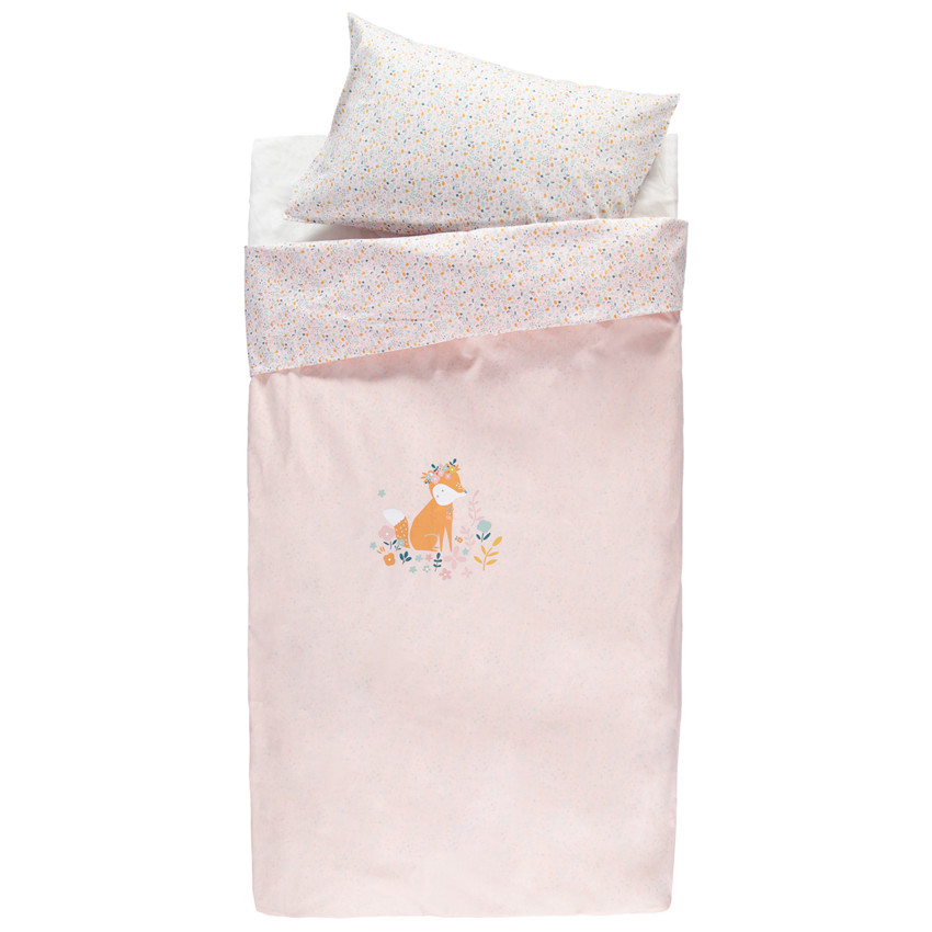 Set housse de couette et taie d'oreiller print renard 