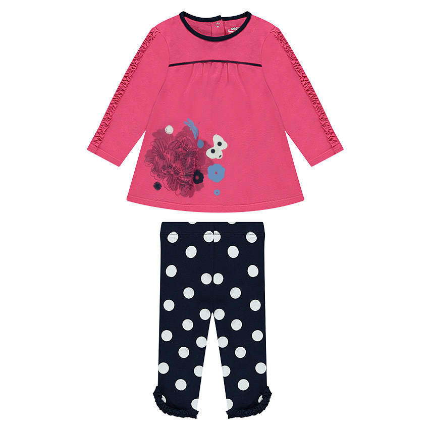 Ensemble avec tunique manches longues et legging à pois 