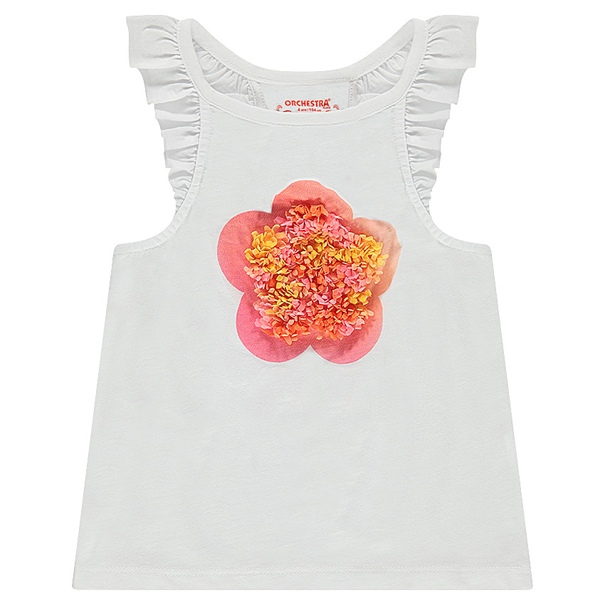 Débardeur volanté avec fleurs brodées en relief 