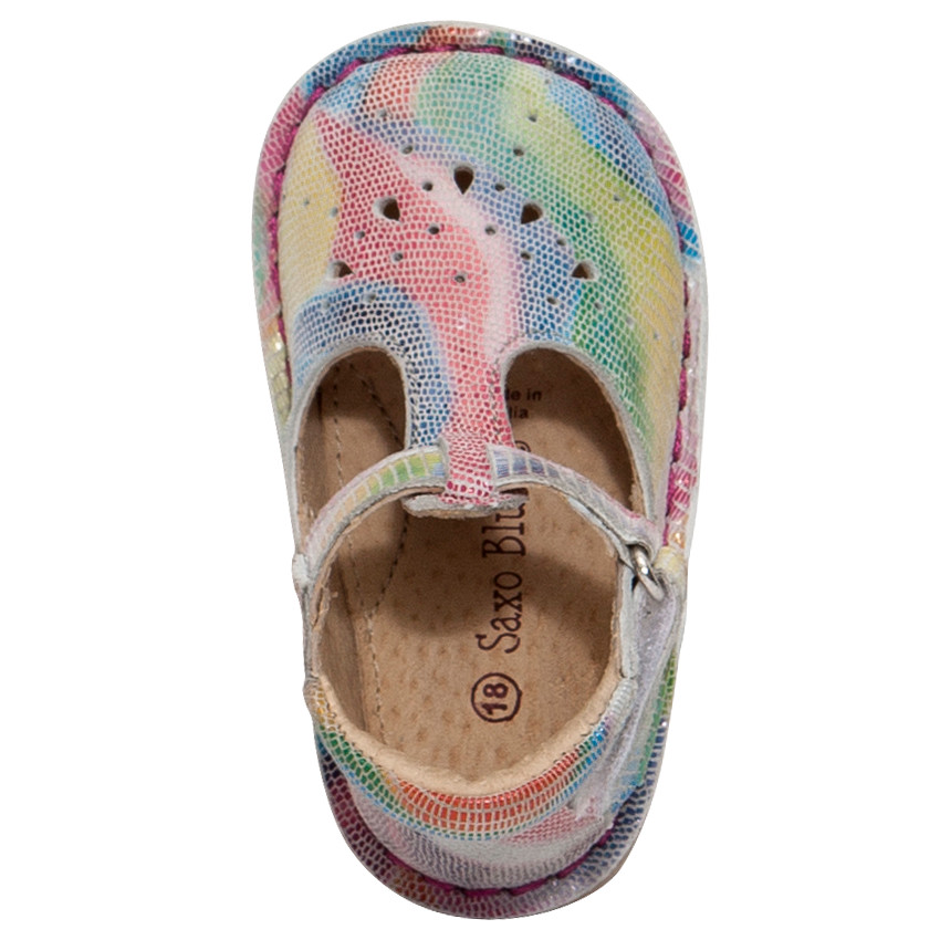 Salomés multicolores en cuir à scratch 