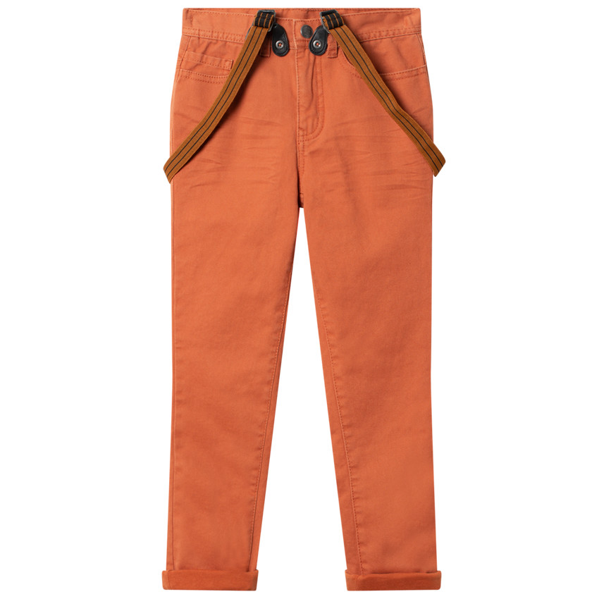 Pantalon en toile à bretelles rayées amovibles 