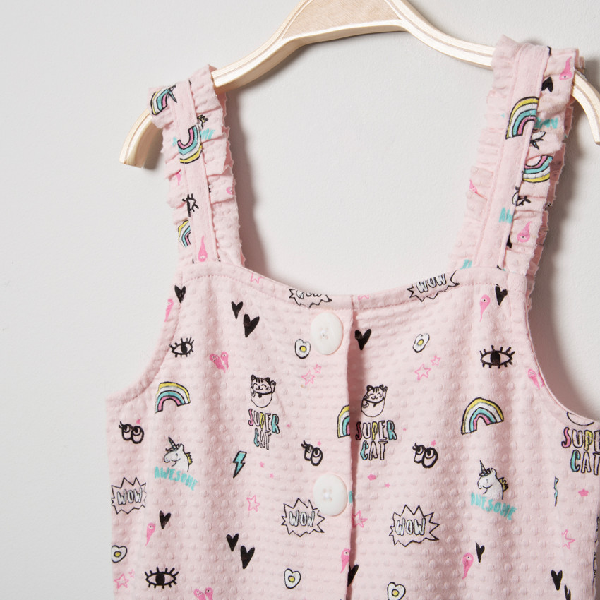 Robe à bretelles en maille fantaisie et imprimés all-over 