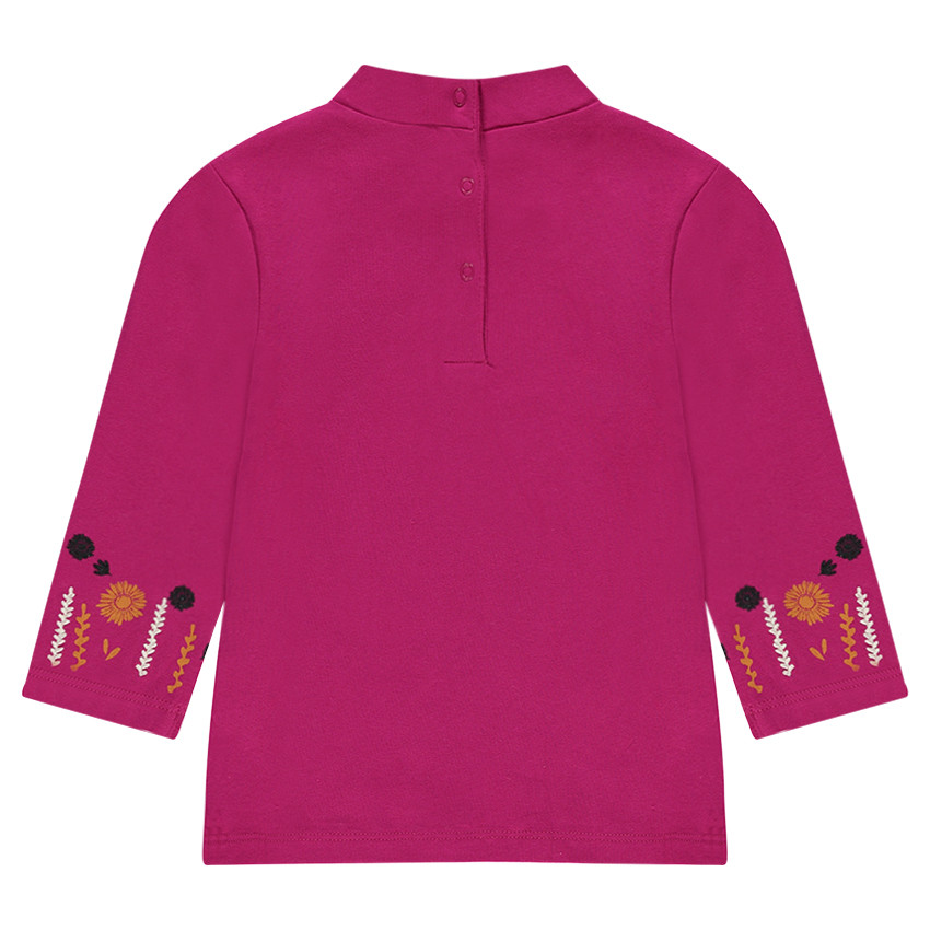 Sous-pull uni col cheminée avec broderies sur les manches 