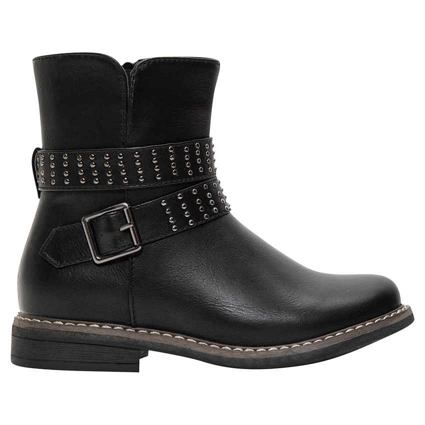 1/2 bottes effet cuir à lanières et clous fantaisie 