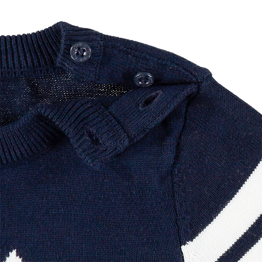 Pull en tricot à bandes contrastées et poche kangourou 