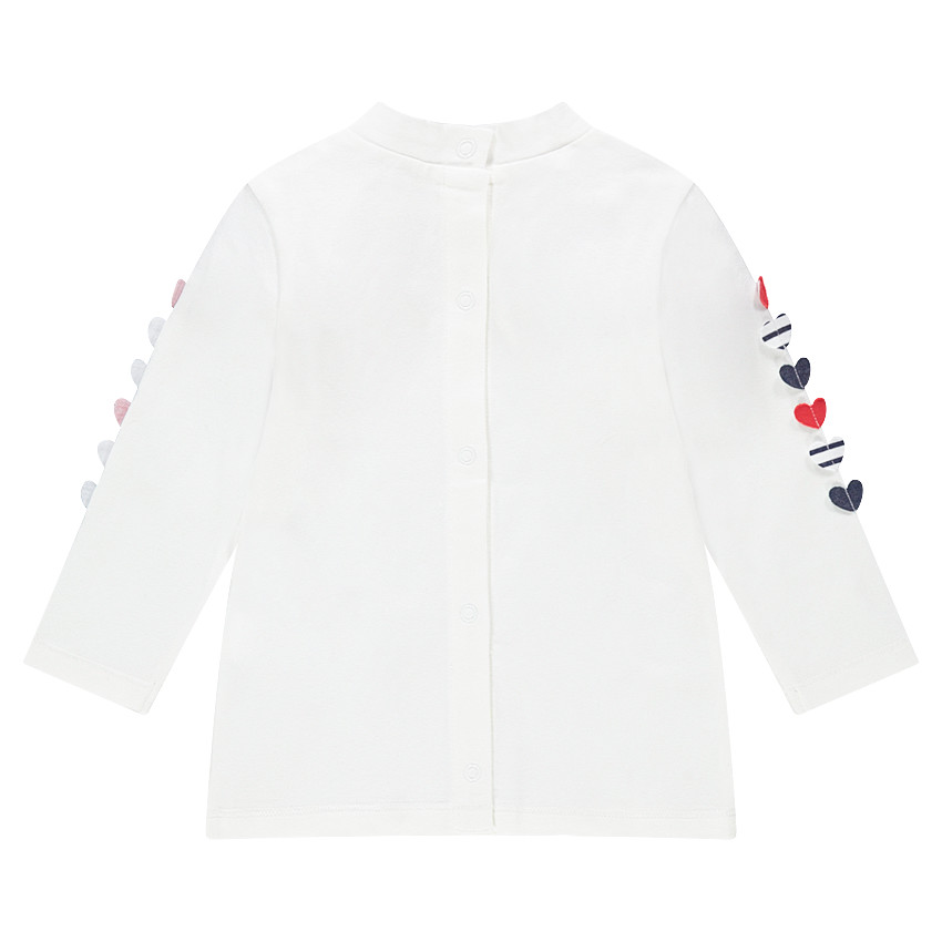 Tee-shirt manches longues en jersey avec coeurs en relief sur les manches 