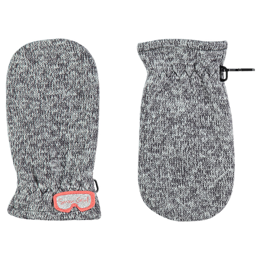 Moufles en tricot polaire chiné avec badge forme masque 